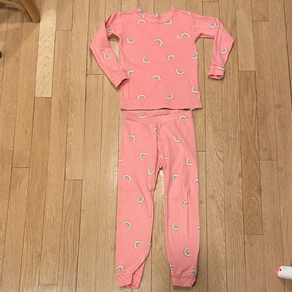 Pink Kids Gap Pajamas with Rainbow Pattern